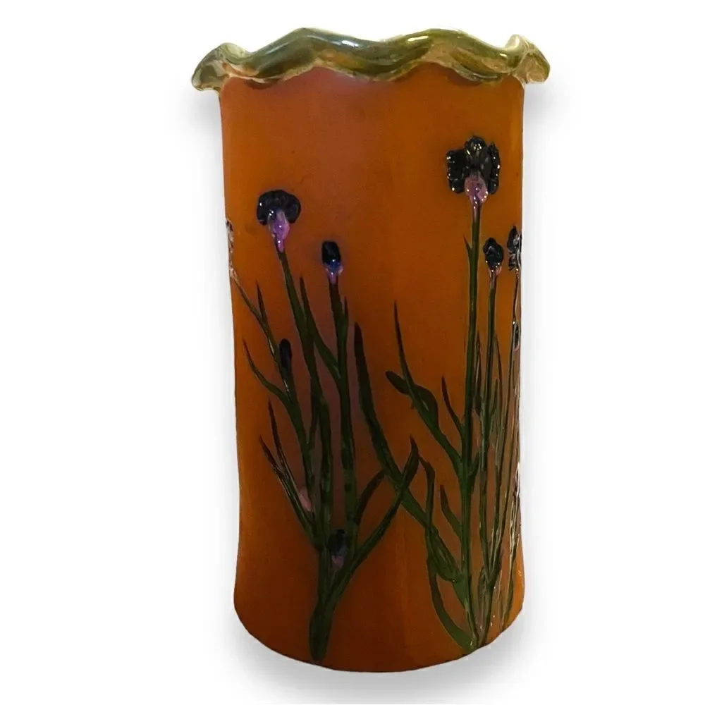 Handmade Redware Art Studio Pottery Floral Vase